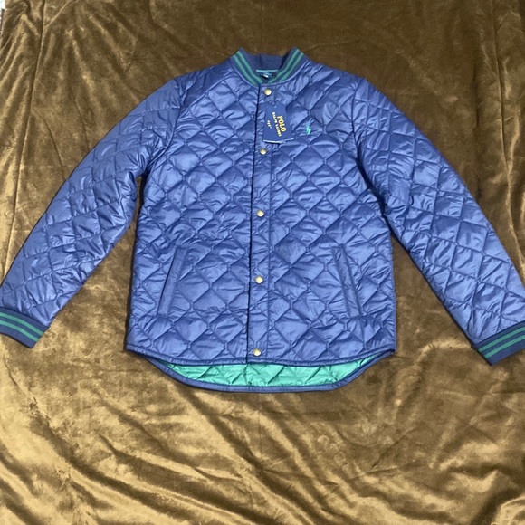 POLO RALPH LAUREN Quilted Varsity Jacket in Navy Blue - Picture 3 of 5